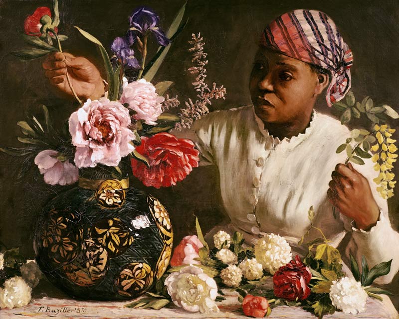Negress with Peonies de Jean Frederic Bazille