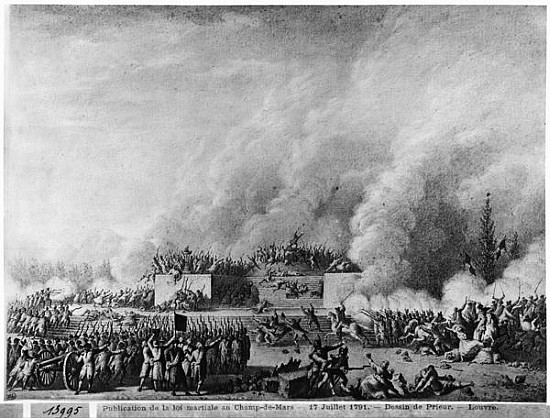 Publishing the martial law at the Champs-de-Mars, Paris, 17th July 1791 de Jean Louis the Younger Prieur