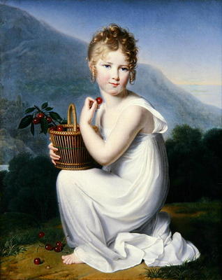 Young Girl Eating Cherries (oil on canvas) de Jeanne-Elisabeth Chaudet