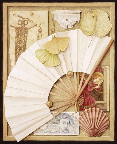 Trompe L''Oeil with Fan, 2005 (w/c on paper)  de Jenny  Barron