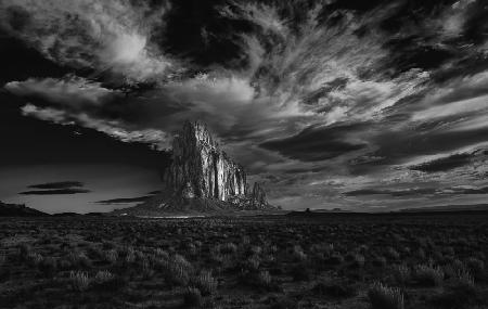 Shiprock in a Cloudy Morning