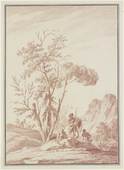 Drei Figuren unter einer Baumgrupppe de Jerome Preudhomme