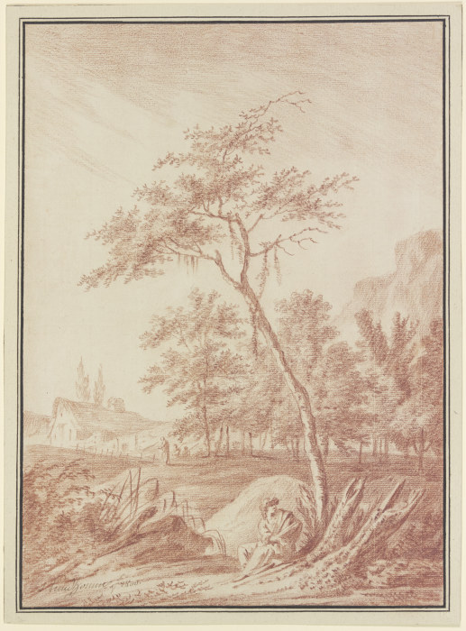 Eine Figur unter einem Baum sitzend de Jerome Preudhomme