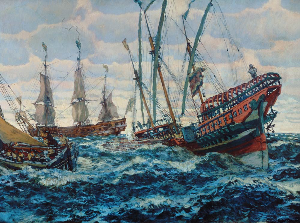 Schiffe des Zaren Peters des Grossen de Jevgeny Jevgenewitsch Lansere