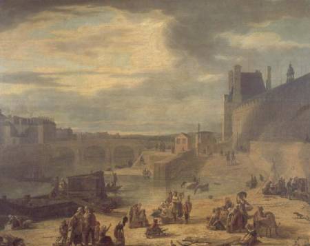 View of the Grand Gallery of the Louvre, the Tuileries and the Pont Royal de J.F. De Pelchin