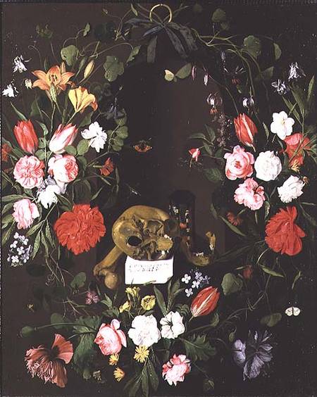 Vanitas Still Life with Flowers de J.H. Elers
