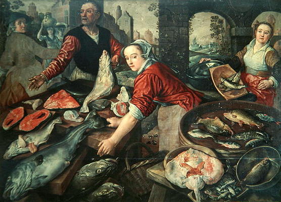 The Fish Market (oil on canvas) de Joachim Bueckelaer