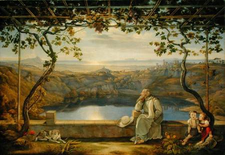 A Monk on a Terrace at the Nemi Lake de Joachim Faber