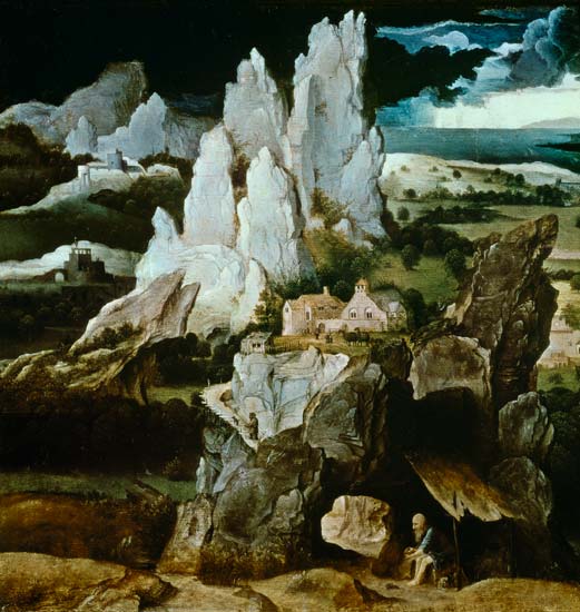 St. Jerome in a Rocky Landscape de Joachim Patinir