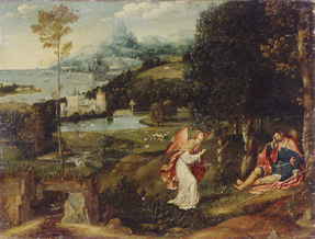 Landschaft mit der Geschichte des Hl. Rochus de Joachim Patinir