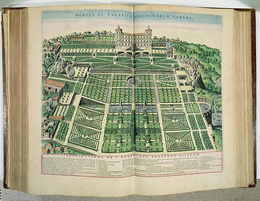 The Villa d'Este Palace and Gardens, Tivoli, from Theatrum Civitatum, 1663 (engraving) de Joan Blaeu
