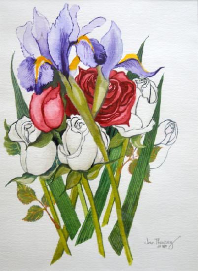 Irises and Roses