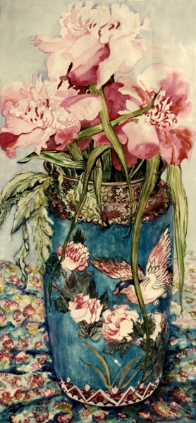 Peonies in a Cloisonne Vase de Joan  Thewsey