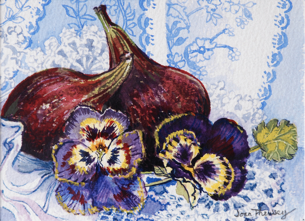 Two Figs with Pansies de Joan  Thewsey