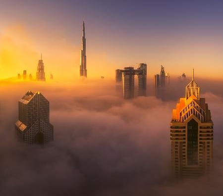 Dubai foggy sunrise in the city A738873
