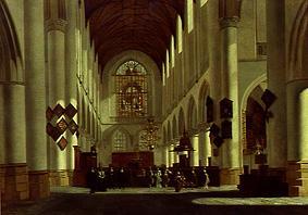Interior de la iglesia de San Bavón en Haarlem de Job Adriaensz Berckheyde