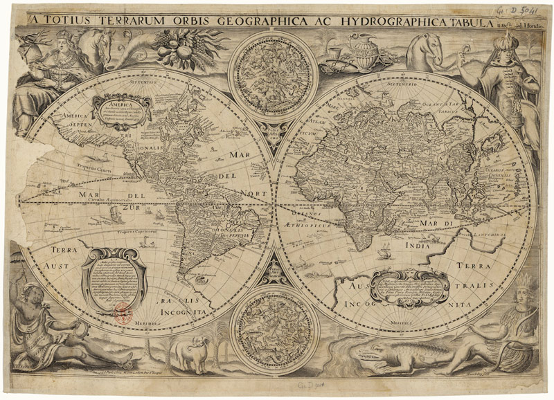 Nova totius terrarum orbis geographica ac hydrographica tabula (Map of the world) de Jodocus Hondius