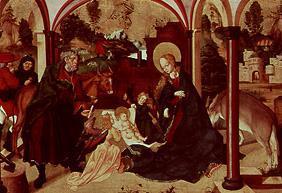 Birth Christi. Panel of the on holidays side of th