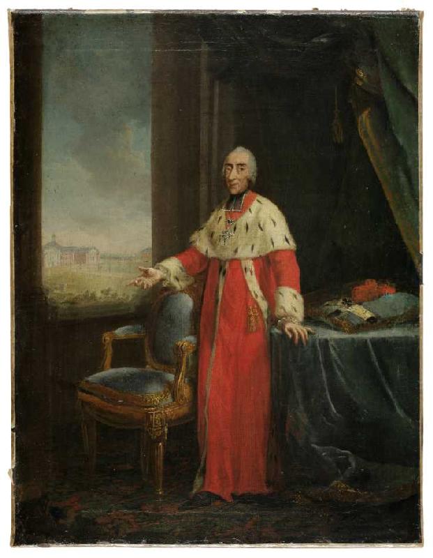 Bildnis des Kölner Kurfürsten Maximilian Friedrich von Königseck-Rothenfels als Bauherr des Schlosse de Joh. Heinrich Wilhelm Tischbein