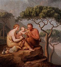 Satyr lets his child blow Syrinx