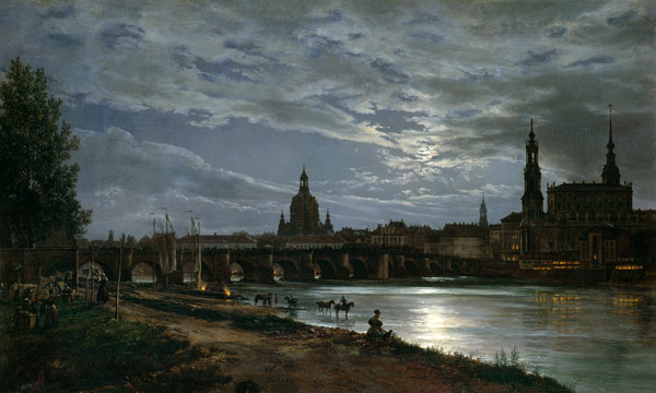 Look at Dresden at full moonlight de Johan Christian Clausen Dahl