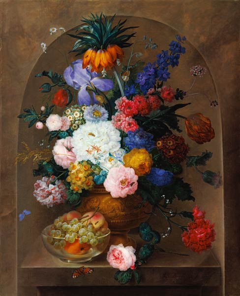 Still Life of Fruit and Flowers de Johann Baptist Drechsler