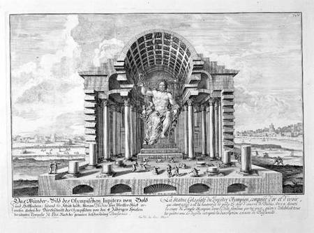 The Statue of Olympian Zeus by Phidias, plate 5 from 'Entwurf einer historischen Architektur' de Johann Bernhard Fischer von Erlach