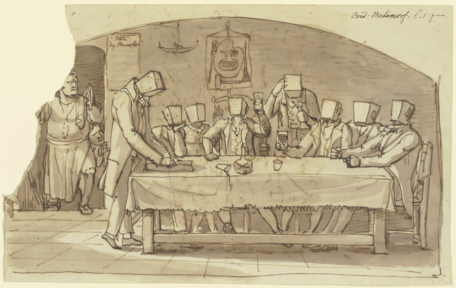Künstlerscherz in einer Osteria zu Rom de Johann Christian Reinhart