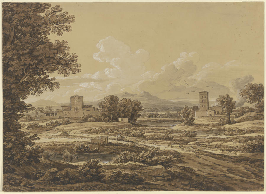 Landschaft mit der Torre del Quinto vor Rom de Johann Christian Reinhart