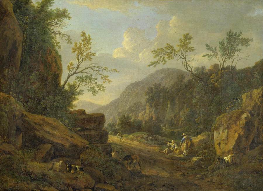 Rocky Landscape in the Evening Light de Johann Franciscus Ermels