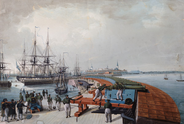 View of Revel, the harbour and the Russian coast artillery de Johann Gau