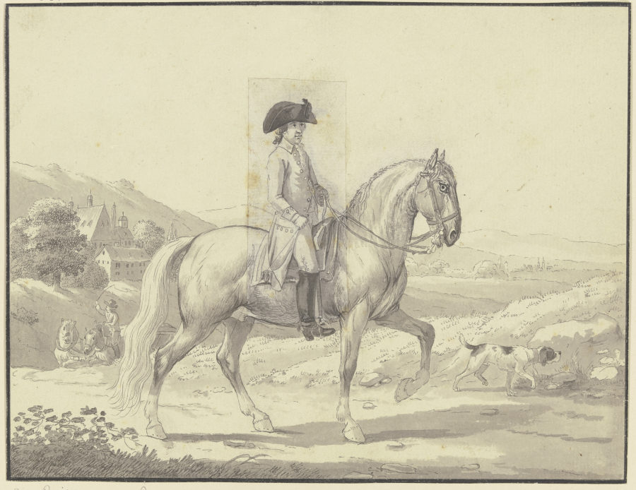 Reiter in einer Landschaft vor einem Herrensitz de Johann Georg Pforr