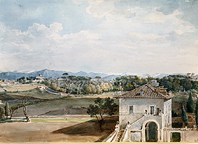 View of the villa Poniatowski against the villa Bo de Johann Georg von Dillis