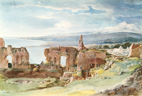 The Greek theatre in Taormina. de Johann Georg von Dillis