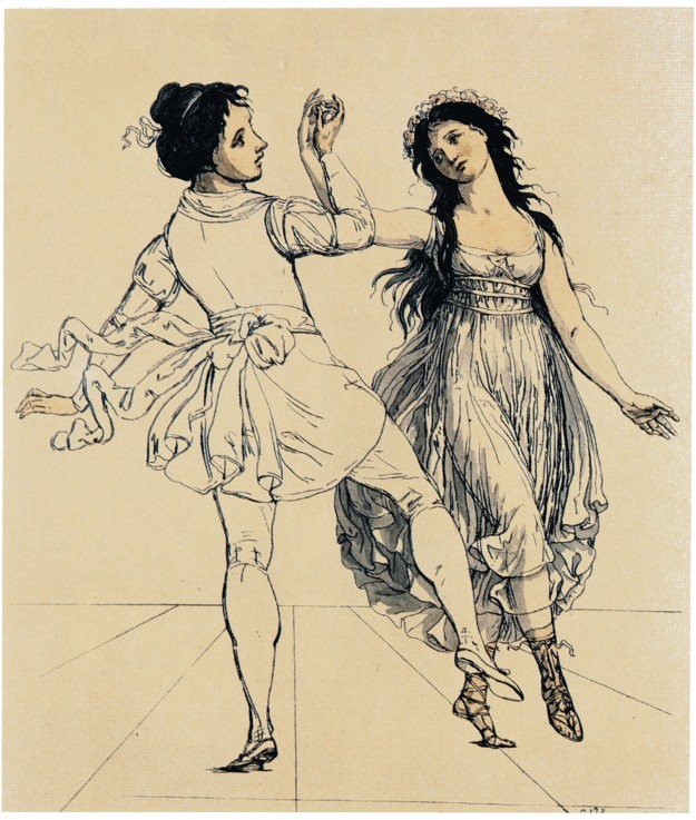 The dancing couple Maria and Salvatore Viganò de Johann Gottfried Schadow