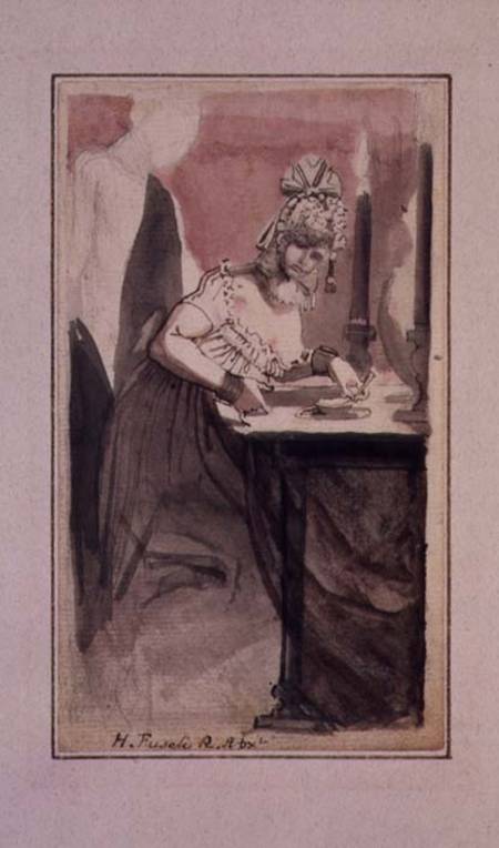 A Courtesan at her Dressing Table (pen & ink and watercolour on paper) de Johann Heinrich Füssli