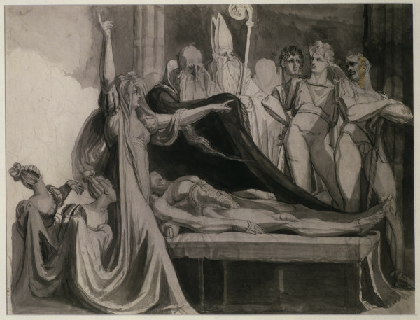 Kriemhild mourns Siegfried de Johann Heinrich Füssli
