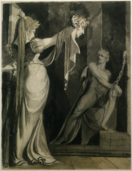 Kriemhild holds Gunthers Head de Johann Heinrich Füssli