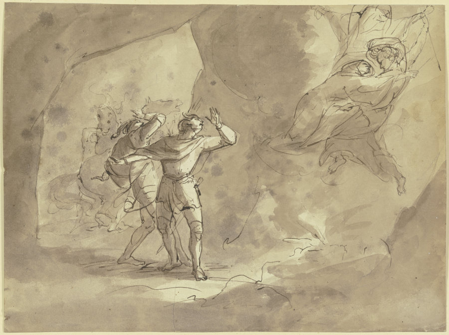 Vision zweier Männer in einer Grotte de Johann Heinrich Füssli
