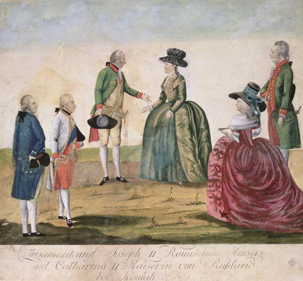 Meeting between Joseph II of Germany (1741-90) and Empress Catherine the Great (1729-96) at Koidak, de Johann Hieronymus Loeschenkohl
