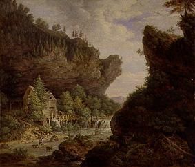 Mill at the mountain stream. de Johann Jakob Dorner d.J.