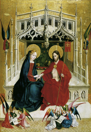 Marienfelder Altar (Innenseite, rechter Flügel): Begegnung von Christus und Maria. de Johann Koerbecke