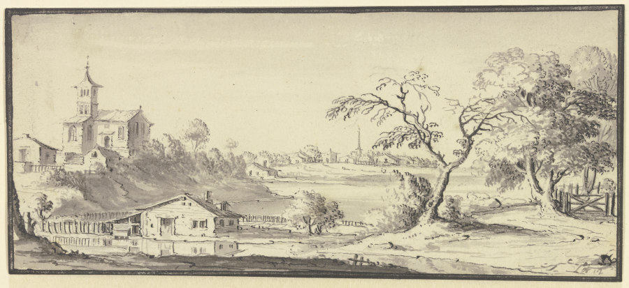 Landschaft mit einem Fluß de Johann Ludwig Aberli