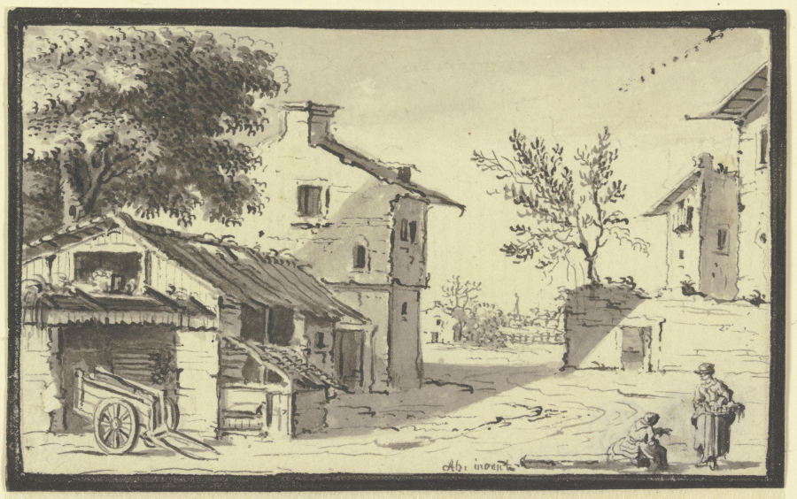 Street in a village de Johann Ludwig Aberli