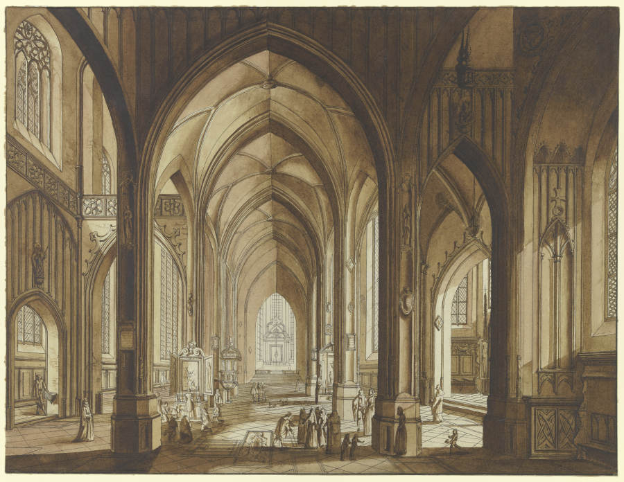 Umrisse eines gotischen Kircheninterieurs de Johann Ludwig Ernst Morgenstern