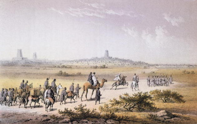 Entrance of Heinrich Barth's (1821-65) Caravan into Timbuktu in 1853, from 'Travels and Discoveries de Johann Martin Bernatz