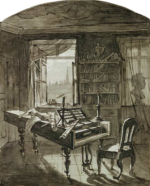Beethoven's Room at the Time of his Death de Johann Nepomuk Hoechle