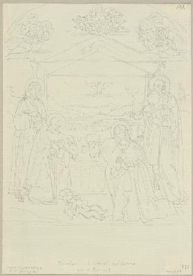 Die Anbetung des Kindes mit dem Heiligen Secondiano und dem Heiligen Hieronymus, nach einem Tafelbil