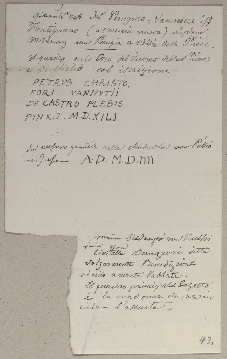 Die Nachschrift einer Inschrift sowie Notizen de Johann Ramboux