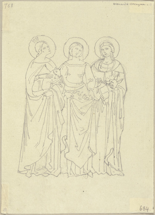 Drei Jungfrauen aus dem Paradiso des Nardo di Cione in der Strozzi-Kapelle in Santa Maria Novella in de Johann Ramboux